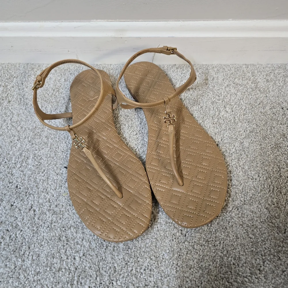 Tory Burch Marion Quilted Leather‎ Thong Toe Sandal Sz 9.5